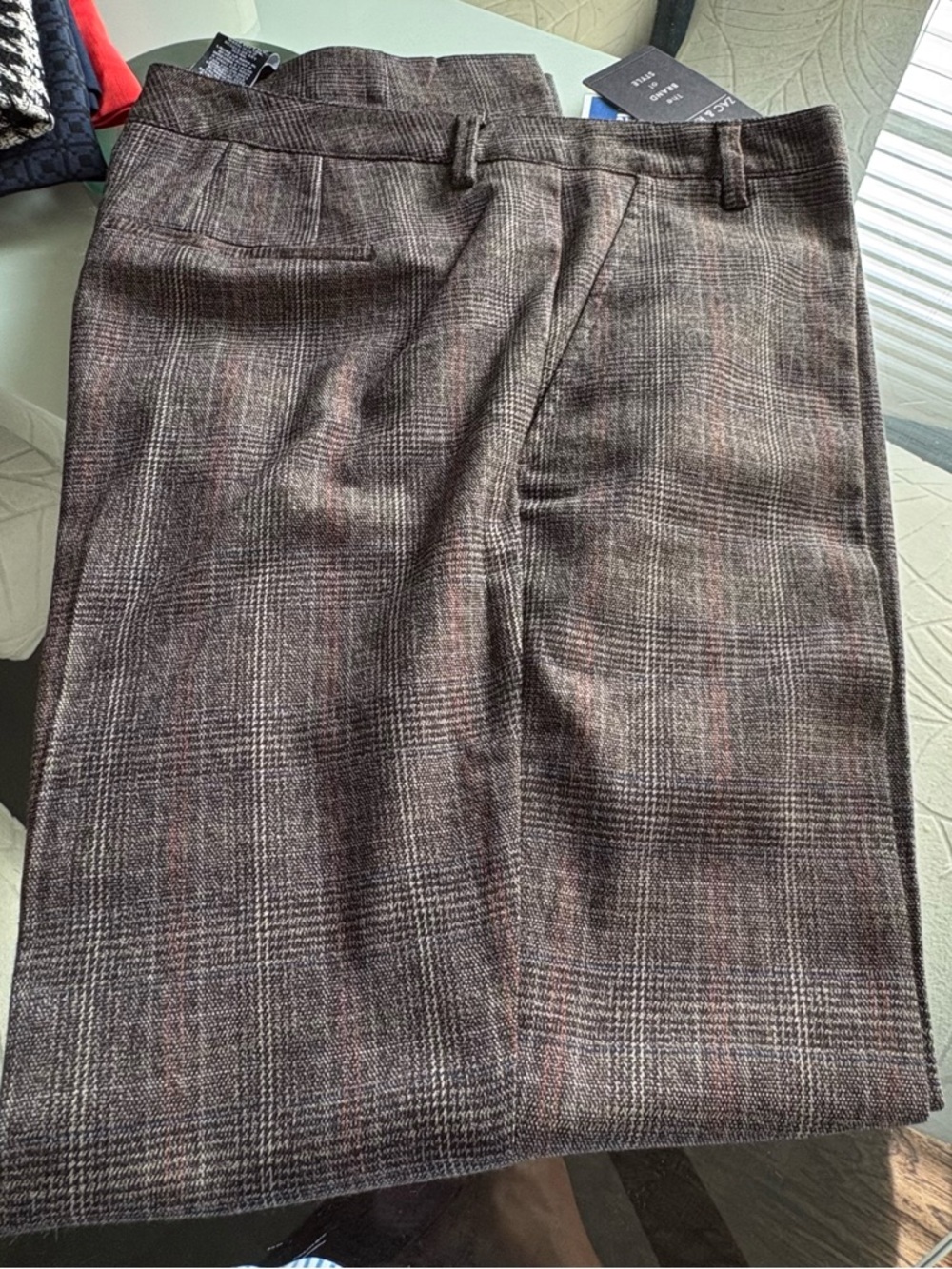 Zac & Rachel Brown and Gray Plaid Pants.